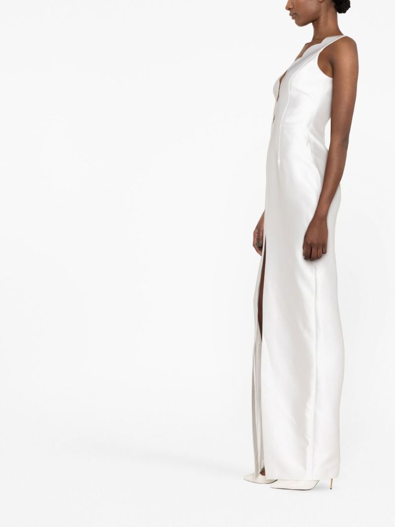 White Scallop-edge Satin Gown