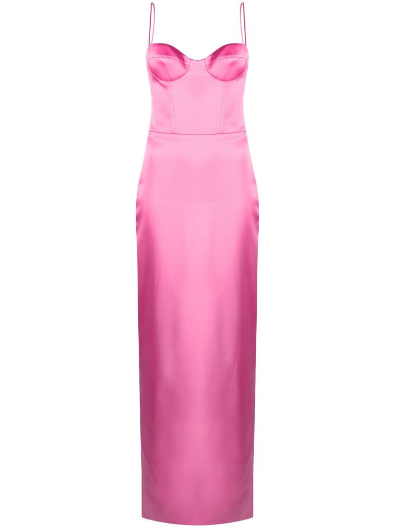Pink Bustier Satin Maxi Dress
