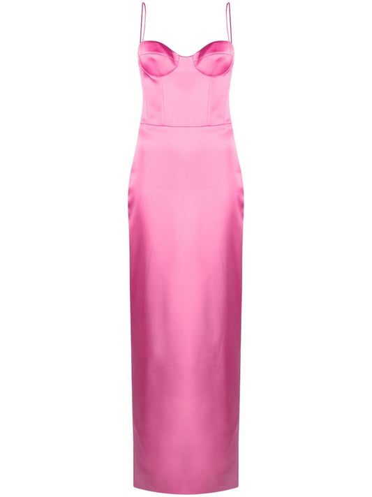 Pink Bustier Satin Maxi Dress