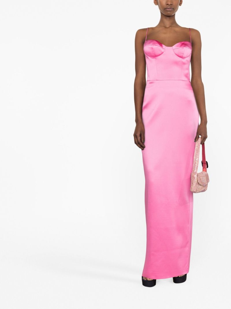 Pink Bustier Satin Maxi Dress