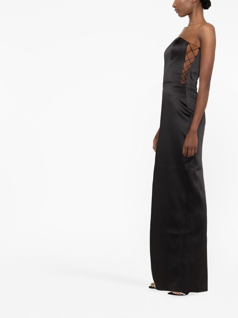 Black Strapless Corset Maxi Dress