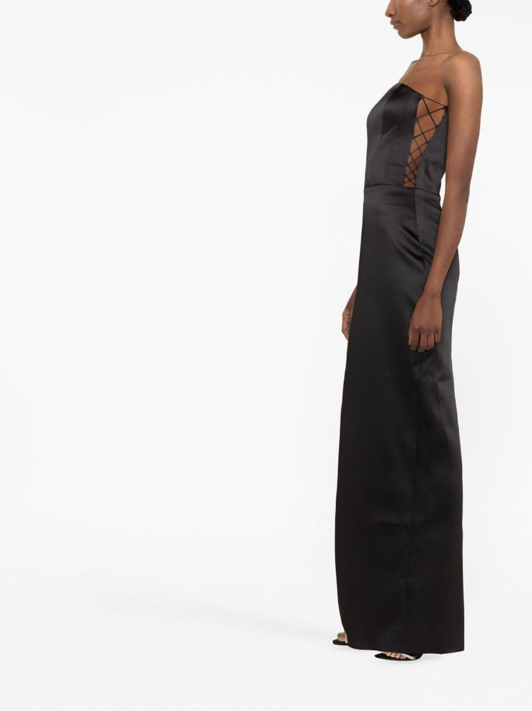 Black Strapless Corset Maxi Dress