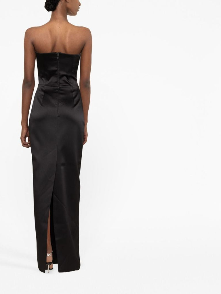 Black Strapless Corset Maxi Dress