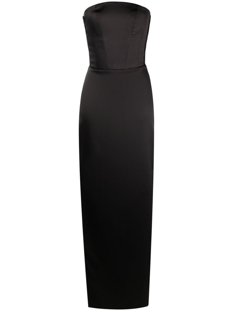 Black Strapless Corset Maxi Dress
