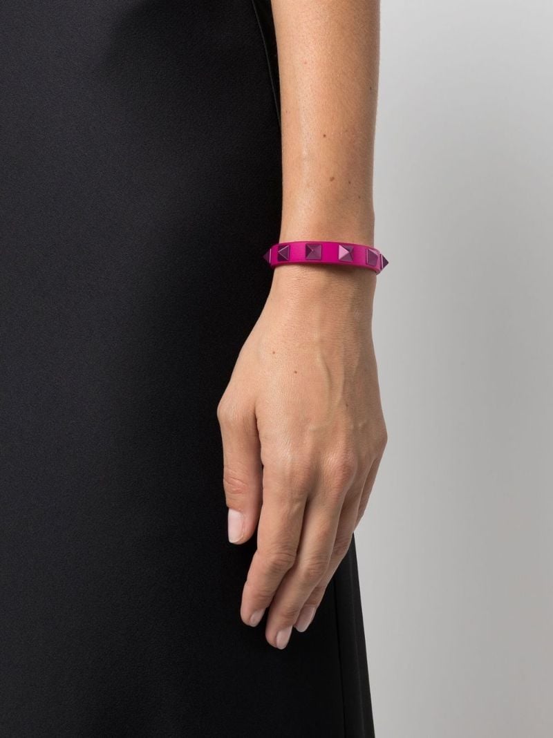 Pink Rockstud Leather Bracelet