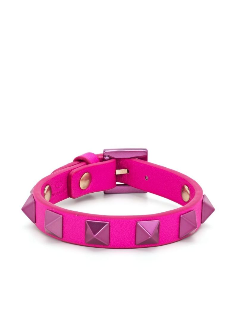 Pink Rockstud Leather Bracelet