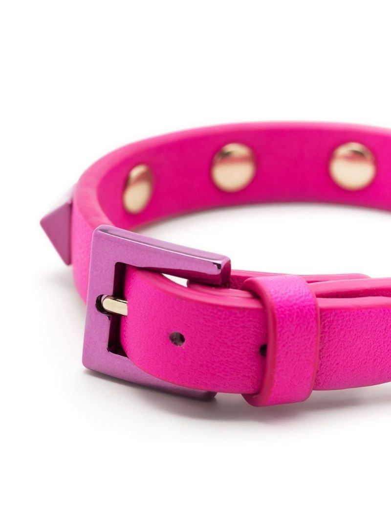 Pink Rockstud Leather Bracelet