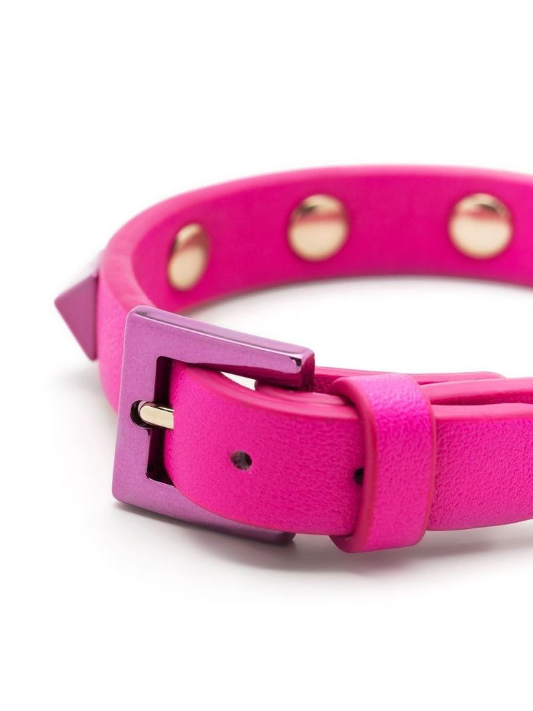Pink Rockstud Leather Bracelet