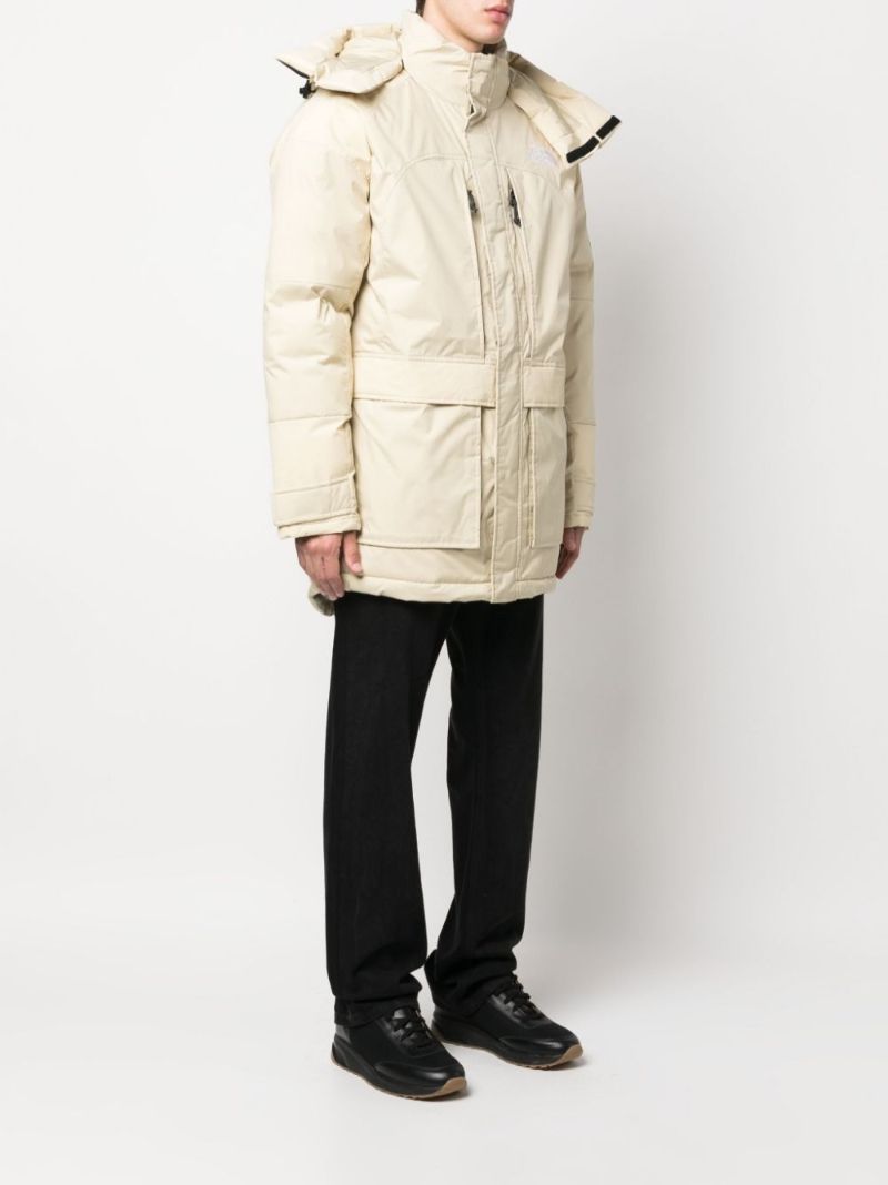 White Hooded Logo-embroidered Padded Coat