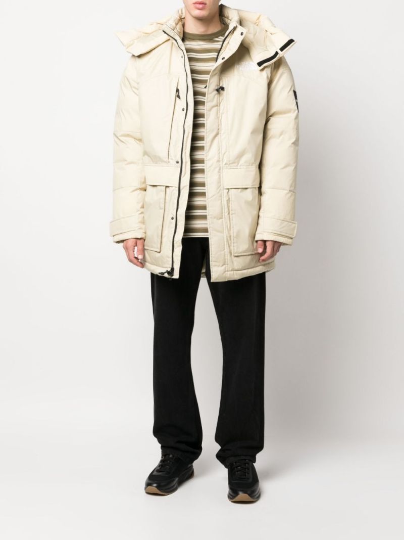 White Hooded Logo-embroidered Padded Coat