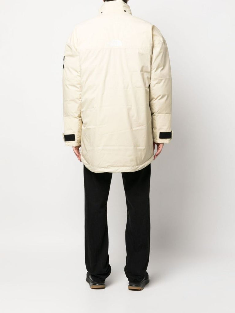 White Hooded Logo-embroidered Padded Coat