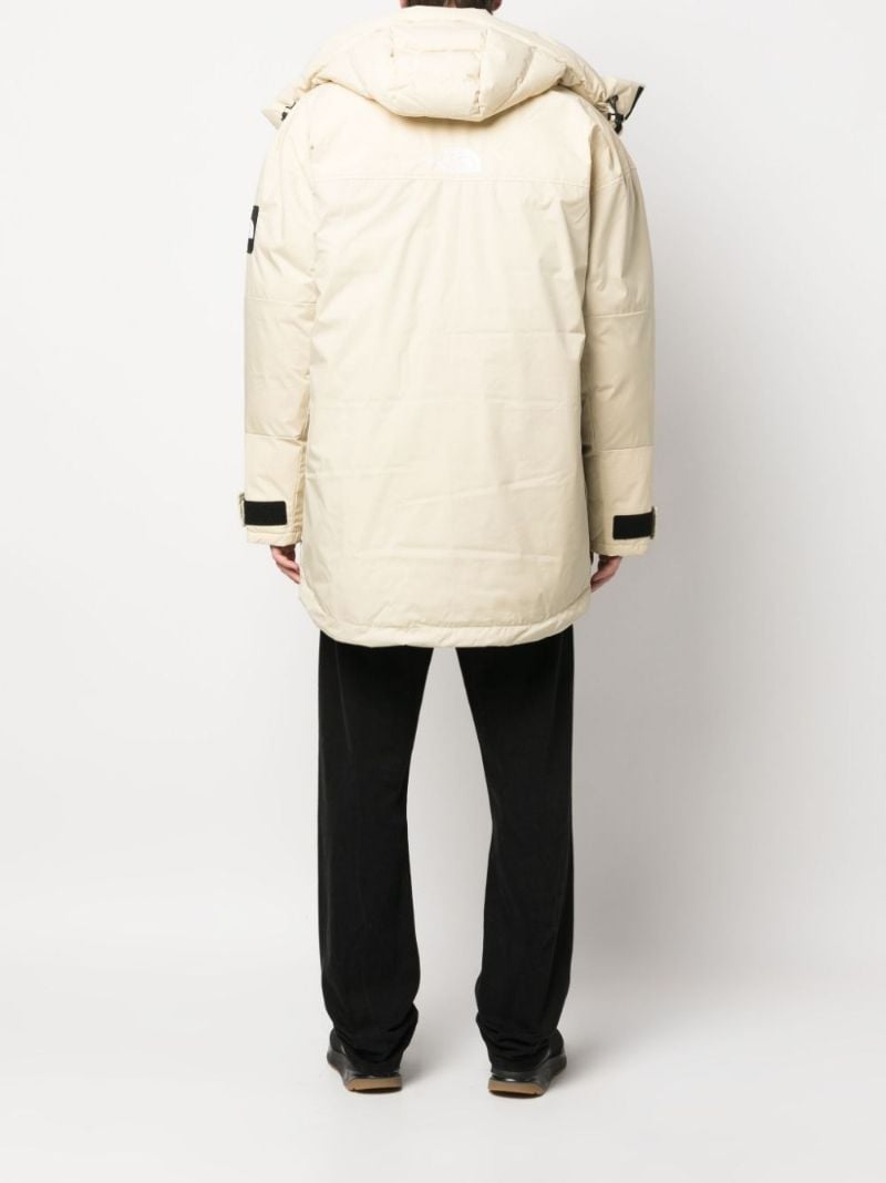 White Hooded Logo-embroidered Padded Coat