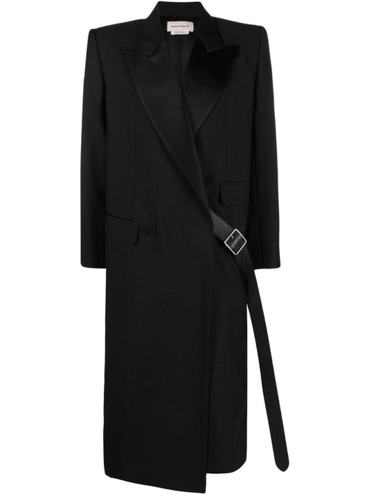 Black Belted Double-breasted Coat