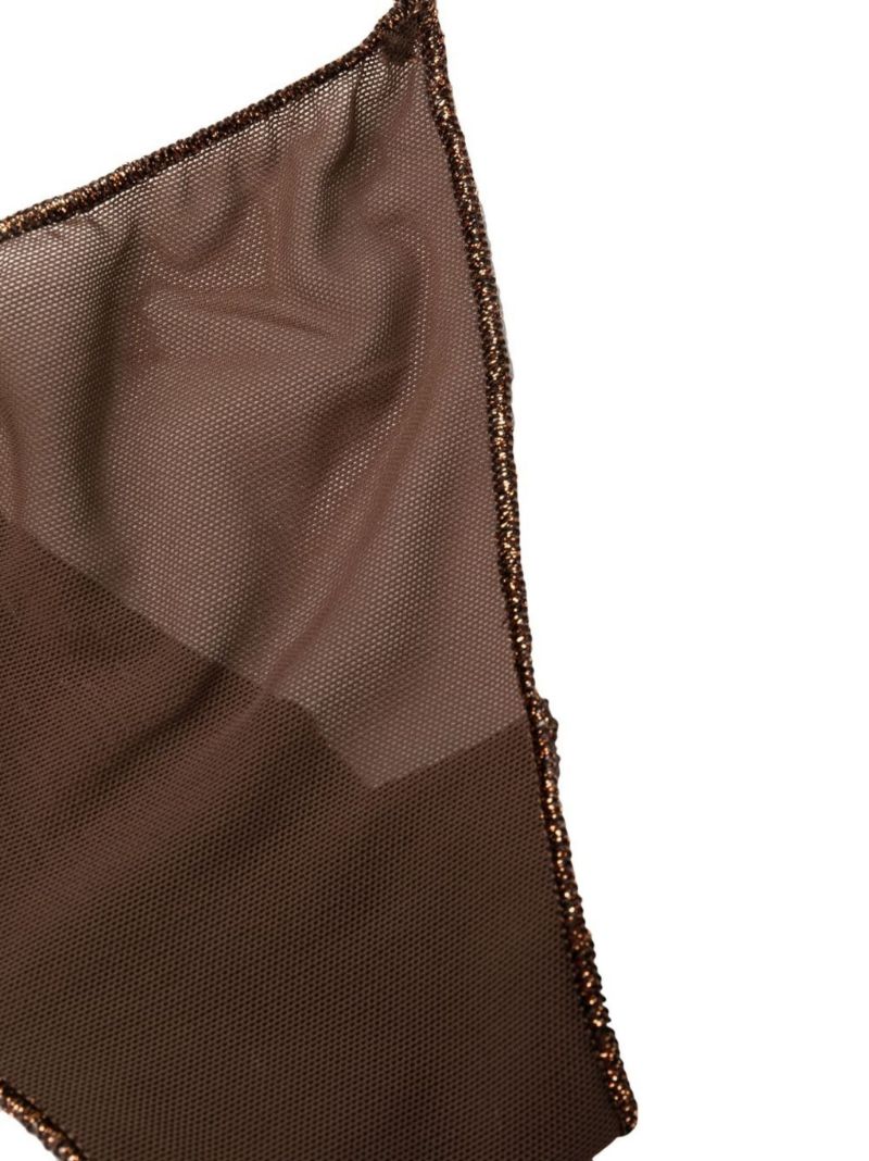 Brown Metallic Mesh Thong