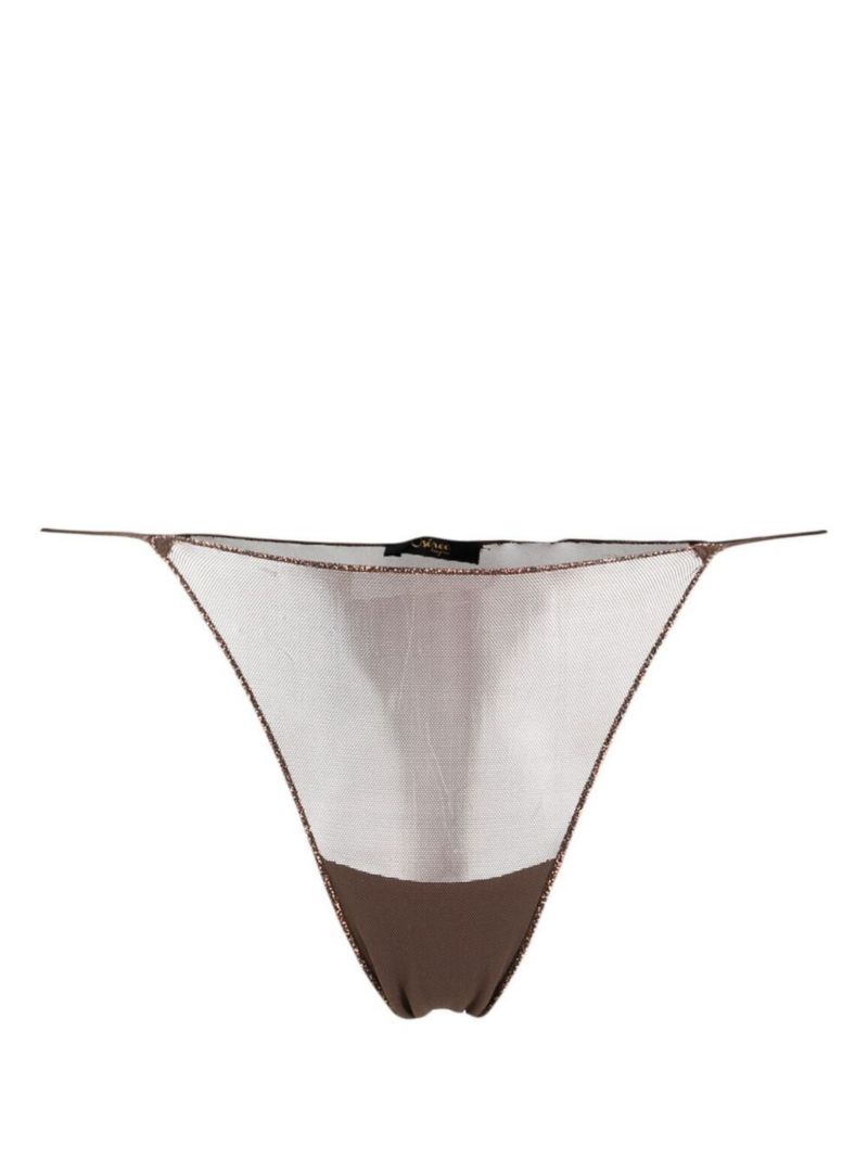 Brown Metallic Mesh Thong