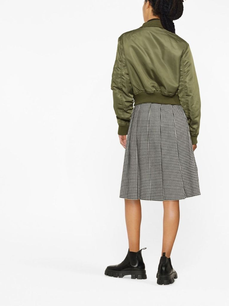 Green Boke Flower Cropped Bomber Jacket