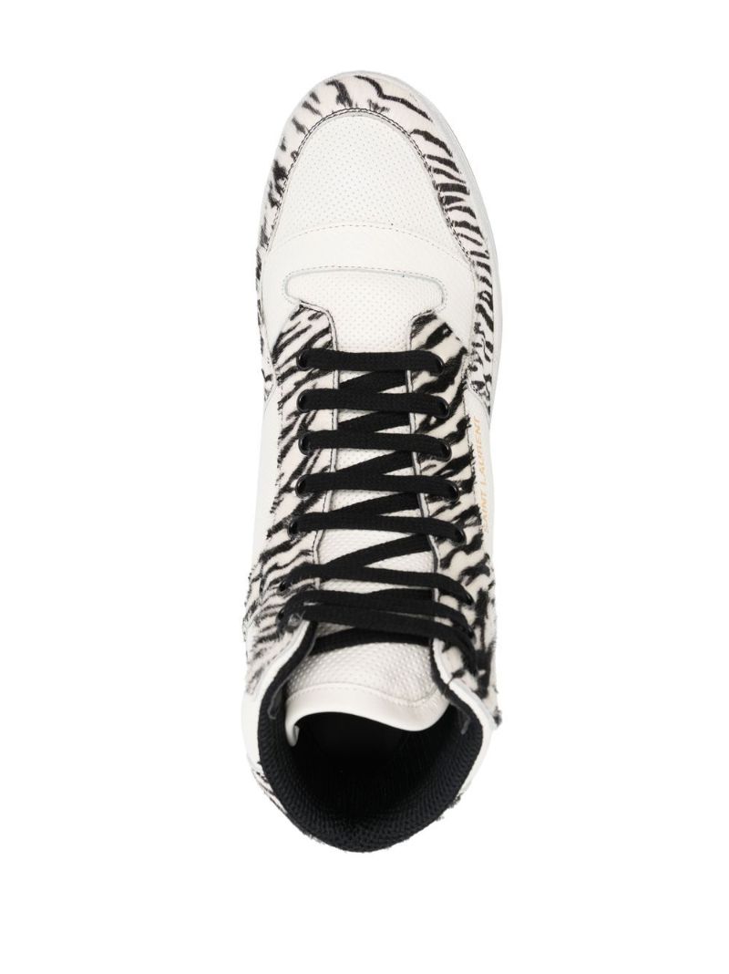 White Zebra Print High-top Sneakers