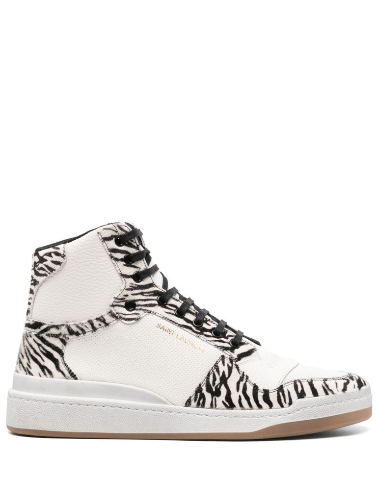 White Zebra Print High-top Sneakers