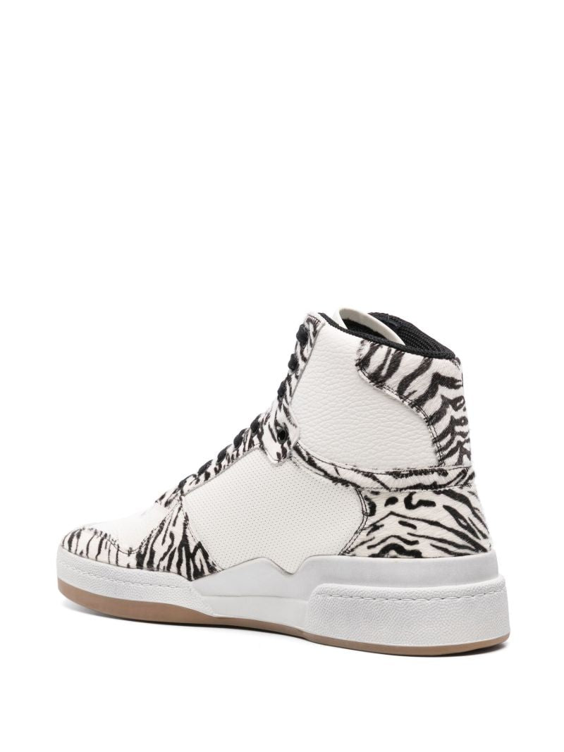 White Zebra Print High-top Sneakers