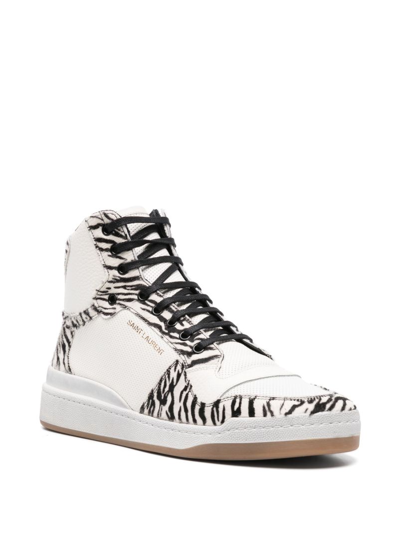 White Zebra Print High-top Sneakers