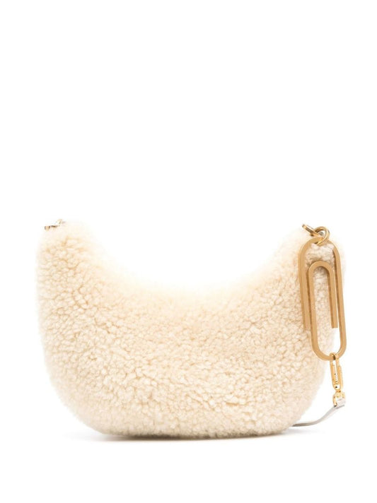 Neutral Paperclip 20 Faux Shearling Mini Hobo Bag
