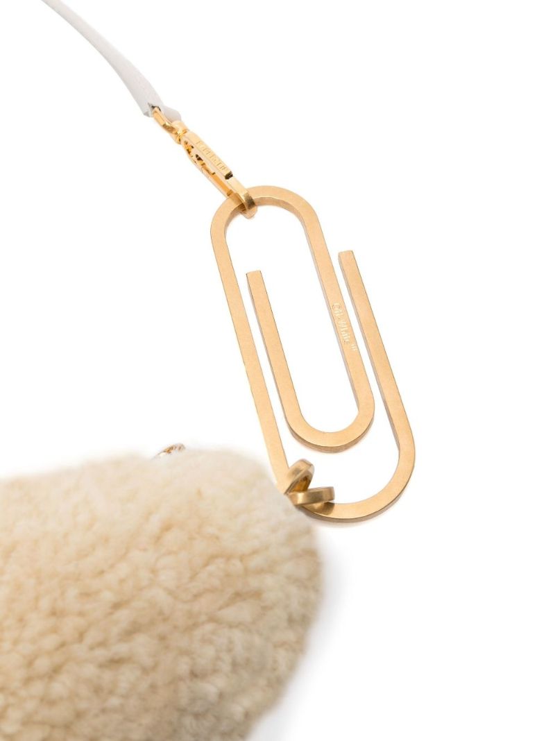 Neutral Paperclip 20 Faux Shearling Mini Hobo Bag