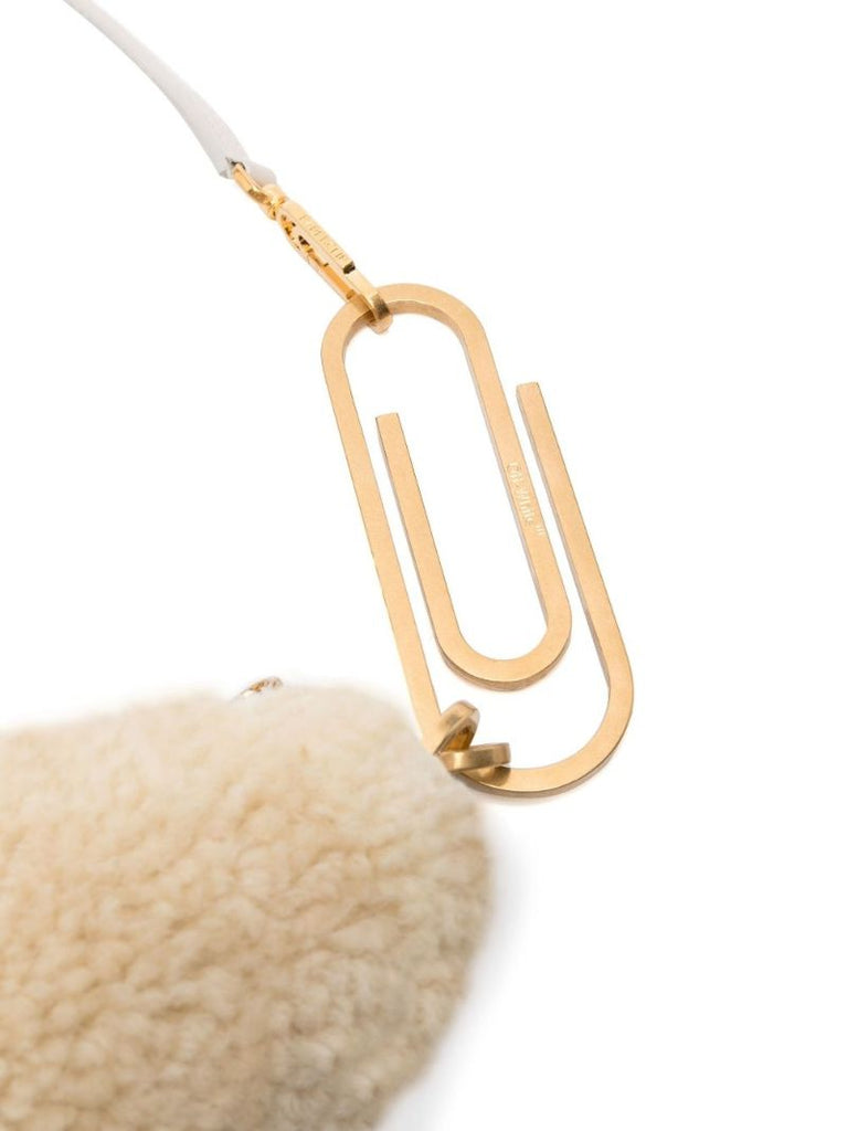 Neutral Paperclip 20 Faux Shearling Mini Hobo Bag