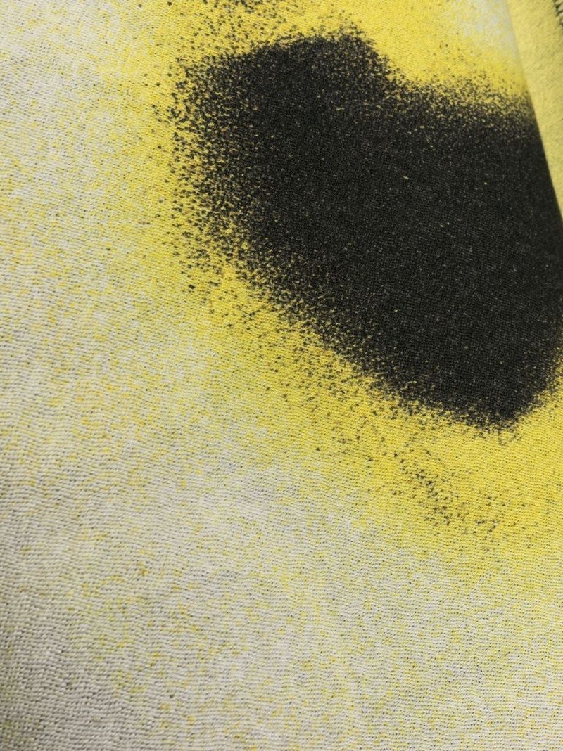 Yellow Logo Print Wool Scarf