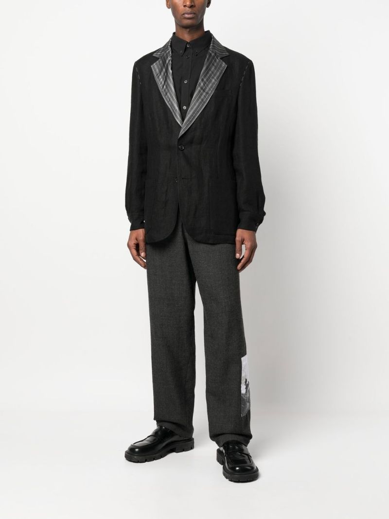 Grey Graphic Print Wool Trousers