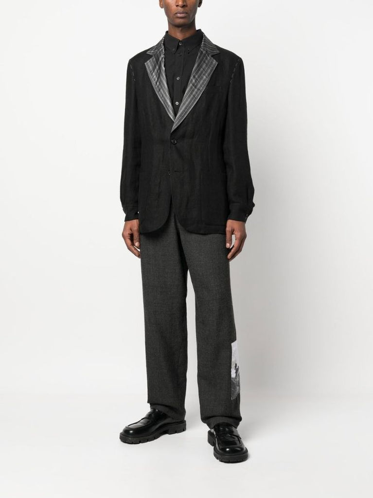 Grey Graphic Print Wool Trousers
