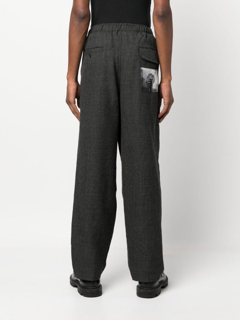 Grey Graphic Print Wool Trousers