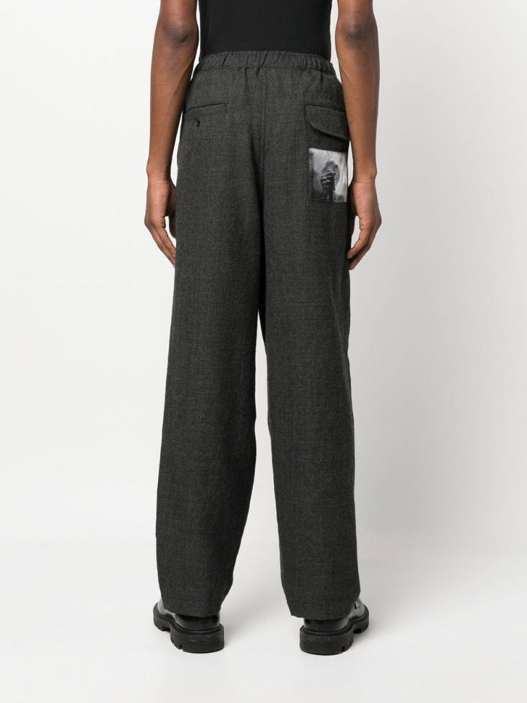 Grey Graphic Print Wool Trousers