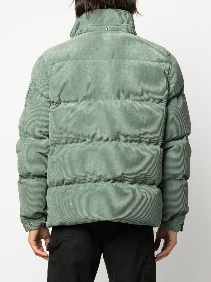 Green Padded Hooded Corduroy Jacket