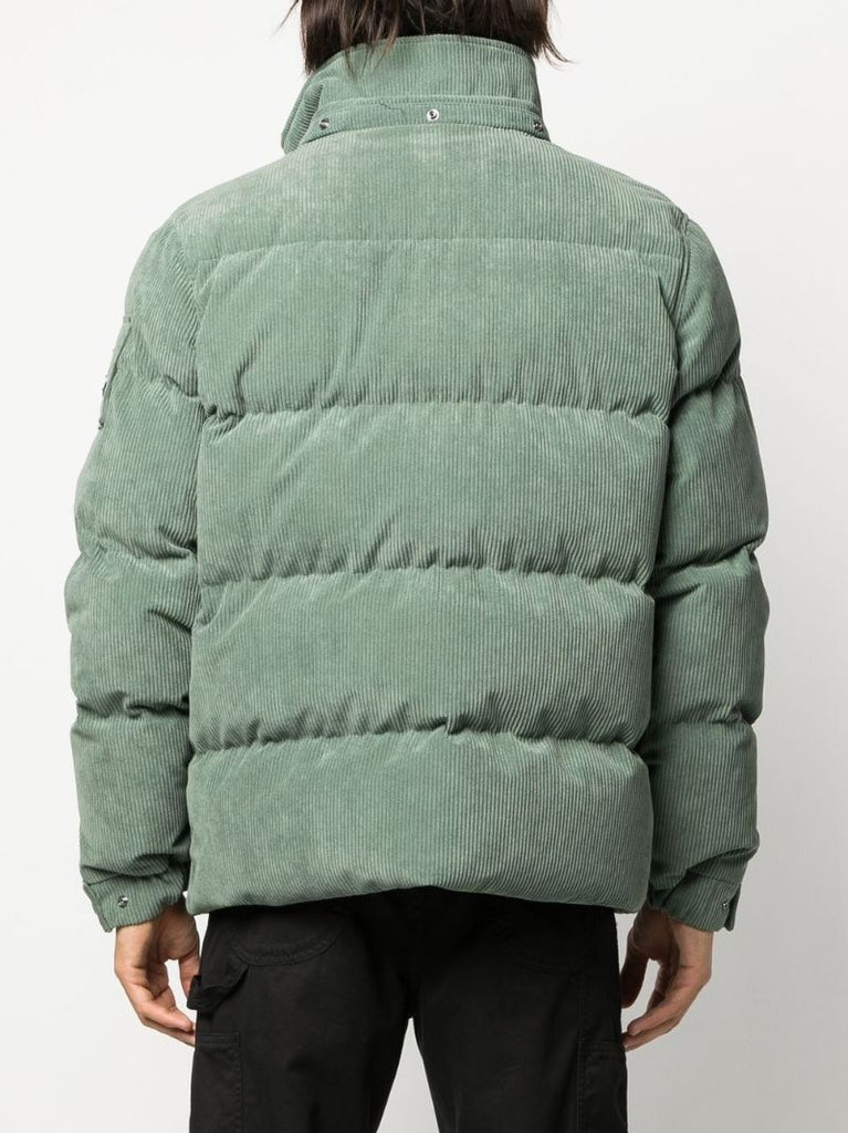 Green Padded Hooded Corduroy Jacket