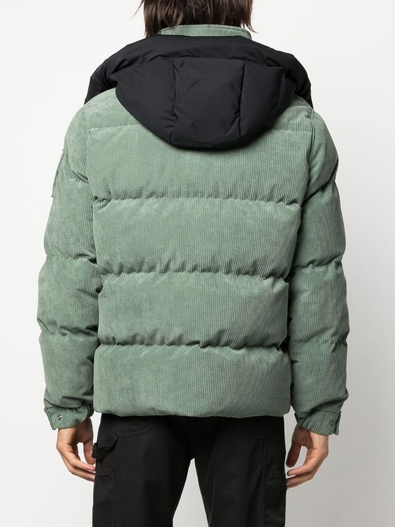 Green Padded Hooded Corduroy Jacket