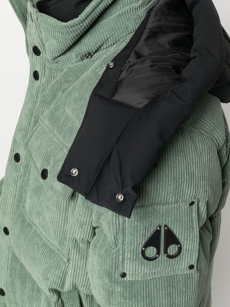 Green Padded Hooded Corduroy Jacket