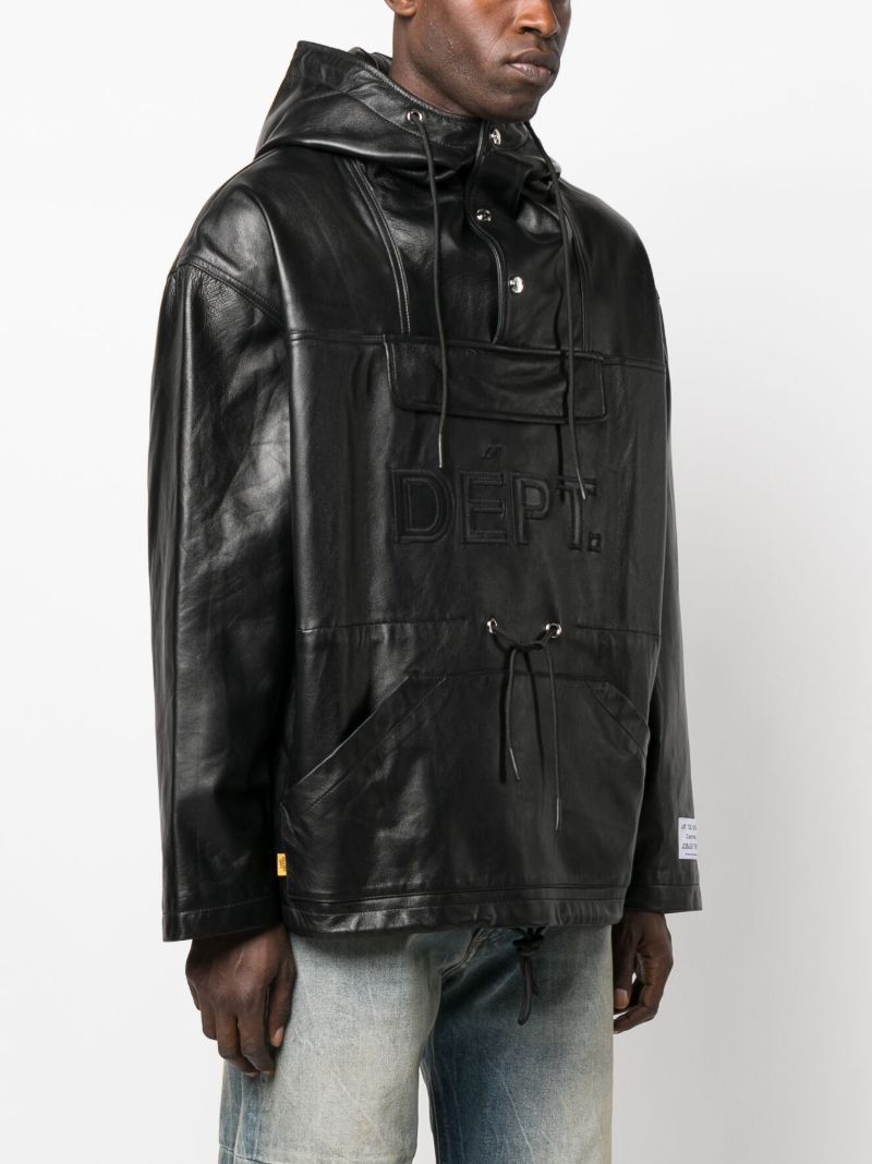 Black Riley Hooded Leather Jacket