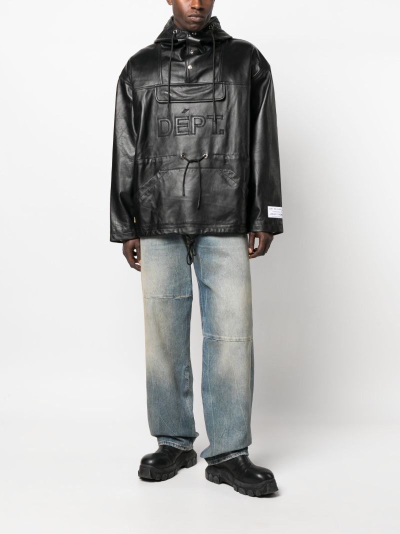 Black Riley Hooded Leather Jacket