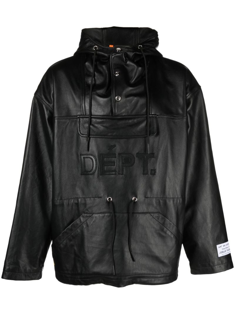Black Riley Hooded Leather Jacket