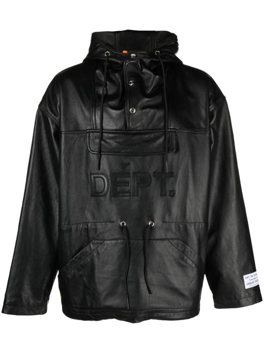 Black Riley Hooded Leather Jacket