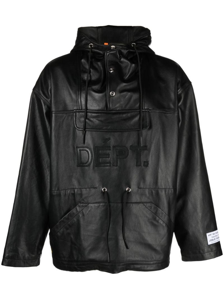 Black Riley Hooded Leather Jacket