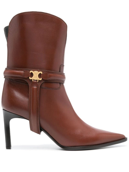 Brown Triomphe Harness 80 Leather Boots