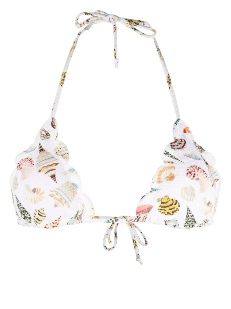 White Broadway Printed Reversible Bikini Top