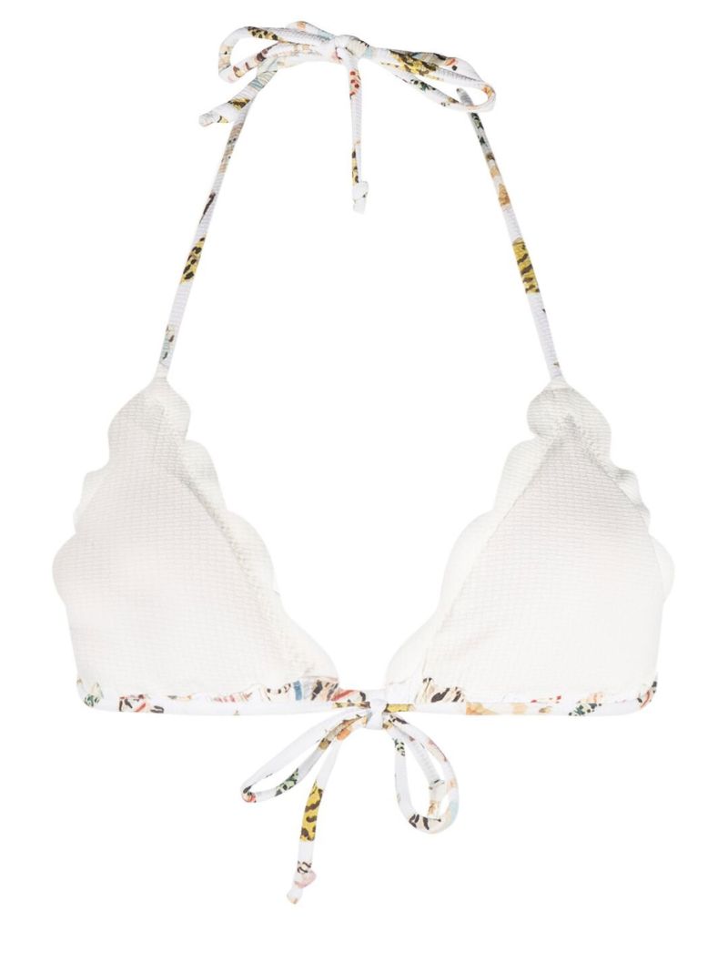 White Broadway Printed Reversible Bikini Top