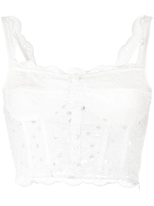 White Tessa Broderie Anglaise Crop Top