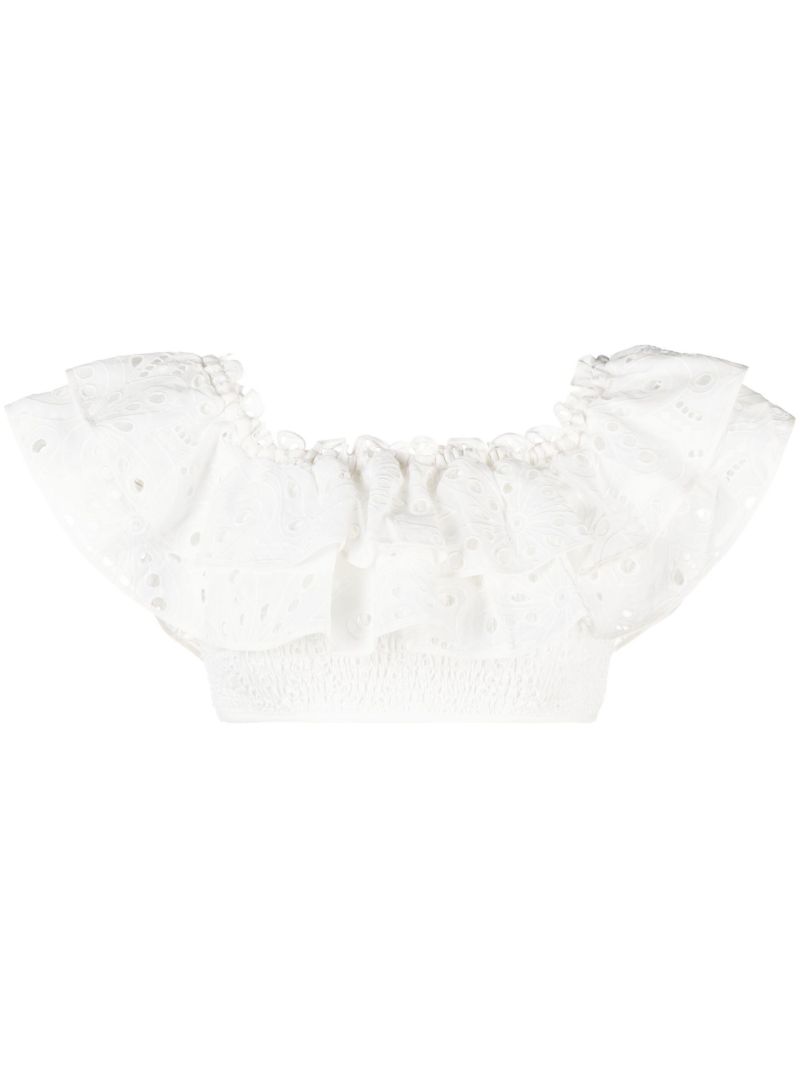 White Clara Off-the-shoulder Crop Top
