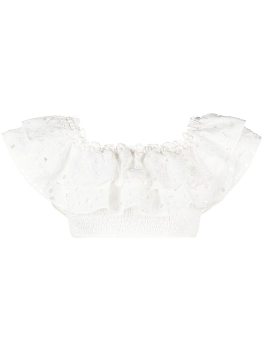White Clara Off-the-shoulder Crop Top