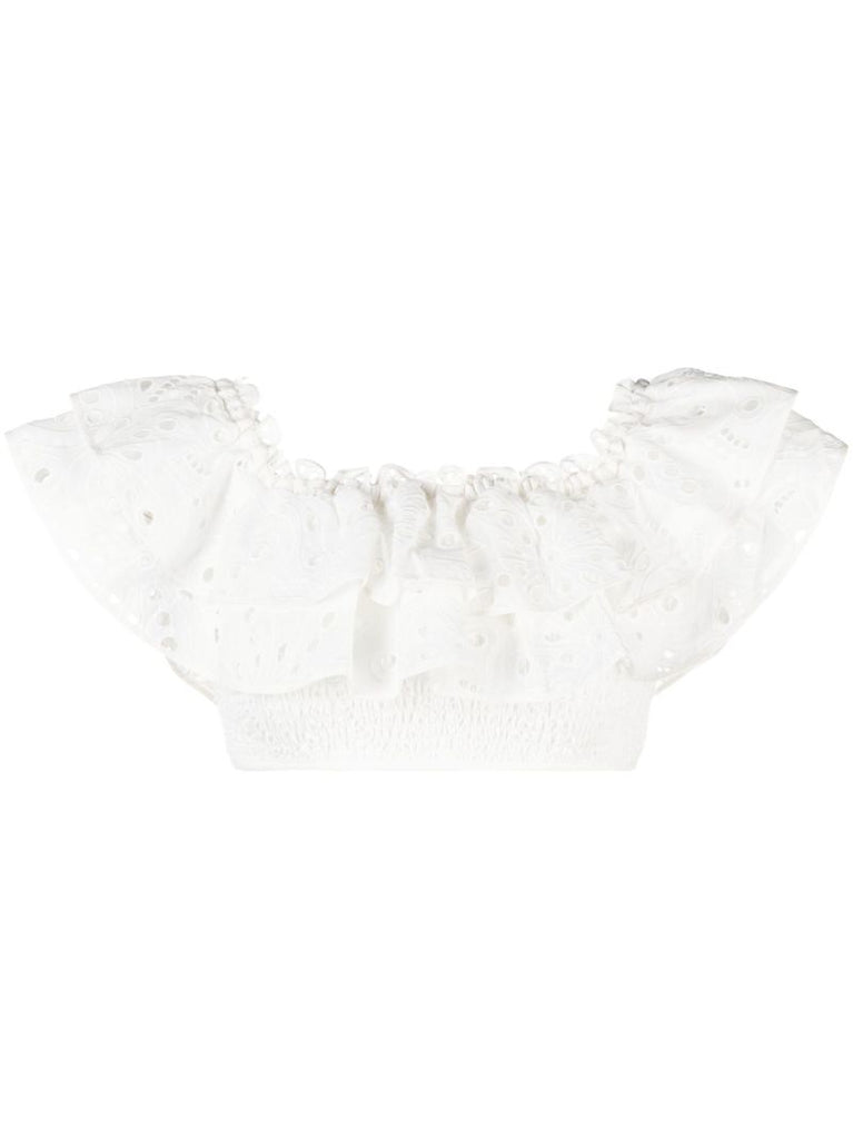 White Clara Off-the-shoulder Crop Top