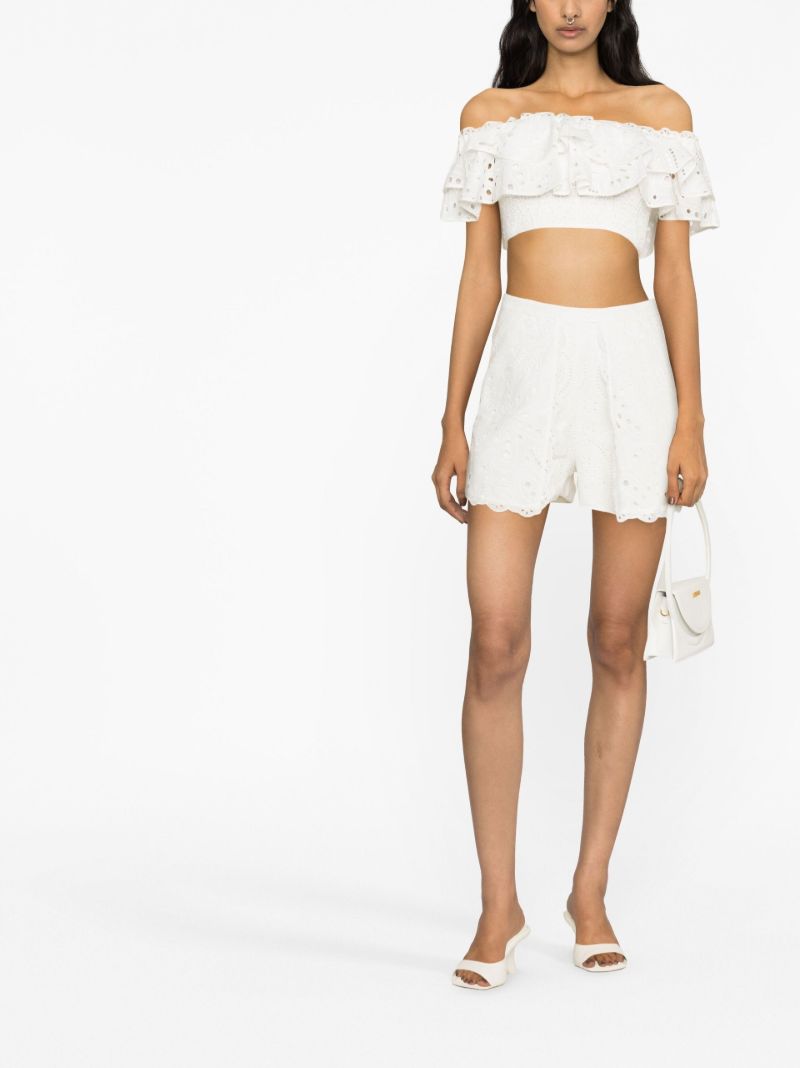 White Clara Off-the-shoulder Crop Top