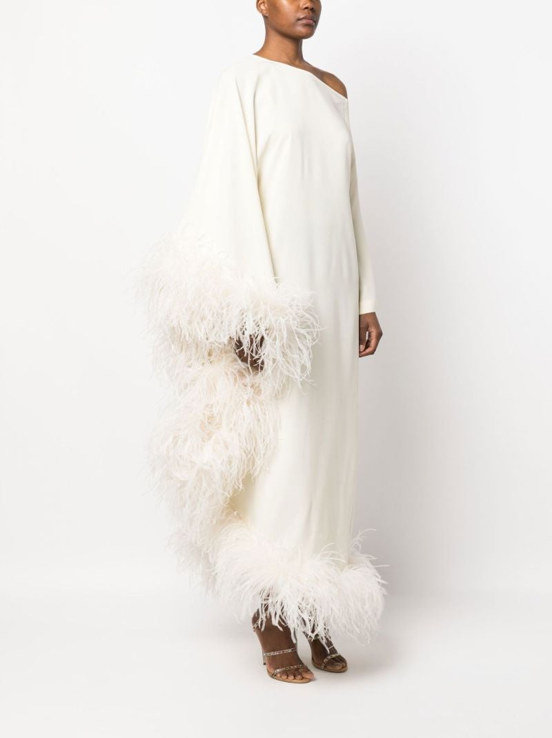White Ubud Extravaganza Feather-trim Gown